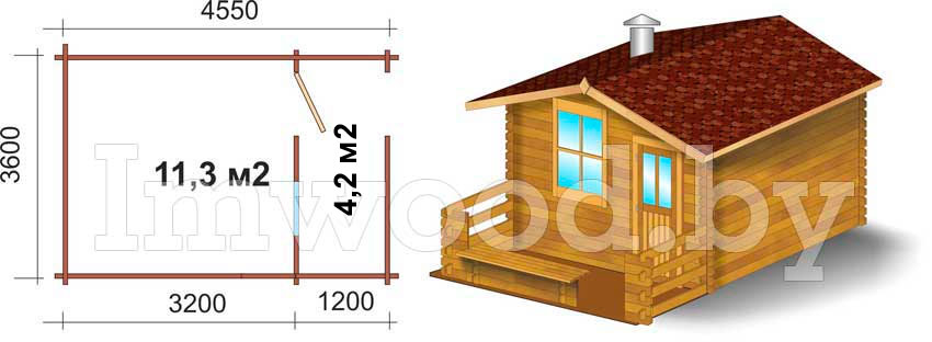 План каркасного дома, модель 4x4 метра 